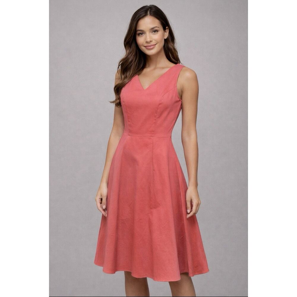 Alfred Angelo Bridesmay Coral Pink Sleeveless A-Line Bridesmaid Dress Women’s L